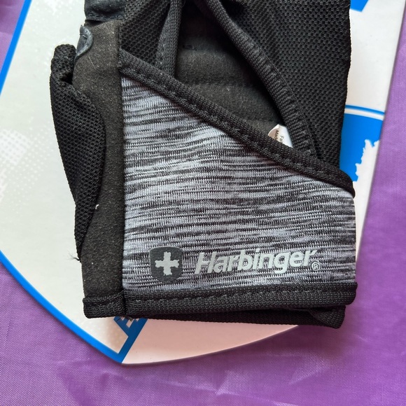 Harbinger Women FlexFit Leather Workout Weightlifting Strength Gloves Pad Grey - Picture 4 of 7